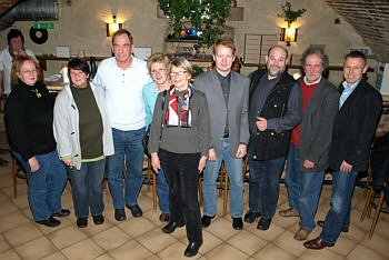 v. l. Reinhild Kobold, Silke Ivan, Werner Paetzel, Astrid Seidenfuß, Sabine Schneidewind, Dirk Frenzel, Günter Martin, Hubertus Raabe und Hartmut Tann